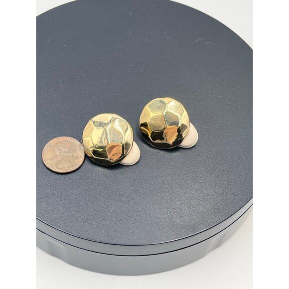 Simon Sebbag SSD 925 Vintage Hammered Round Gold Tone Clip on Earrings - Picture 8 of 9